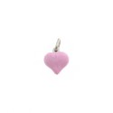 White gold plated rose enamel paired heart pendant in 925 silver