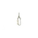 Safety pin pendant with white gold plated pearls in 925 silver