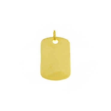 Yellow gold plated smooth rectangular medal 18x31 mm in 925 silver