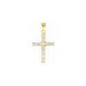 Cross pendant with black zircons with 4 claws white gold plated in 925 silver