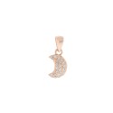 Moon pendant with white cubic zirconia pave rose gold plated in 925 silver