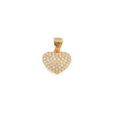Heart pendant in white cubic zirconia pave rose gold plated in 925 silver