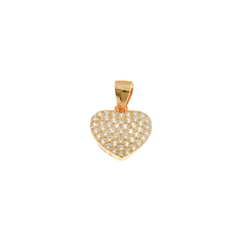 Heart pendant in white cubic zirconia pave rose gold plated in 925 silver