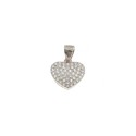White gold plated white zircon pave heart pendant in 925 silver