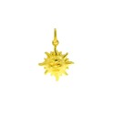 Sun pendant paired and engraved yellow gold plated in 925 silver