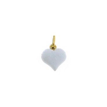 Ciondolo cuore accoppiato smaltato bianco placcato oro giallo in argento 925