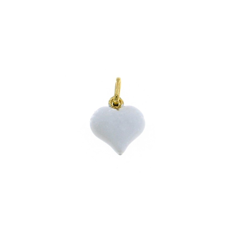 Ciondolo cuore accoppiato smaltato bianco placcato oro giallo in argento 925