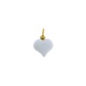 Yellow gold plated white enamel paired heart pendant in 925 silver