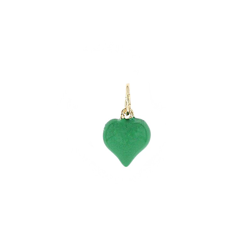 Forest green enameled paired heart pendant yellow gold plated in 925 silver