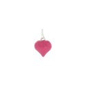 Ciondolo cuore accoppiato smaltato fucsia placcato oro bianco in argento 925