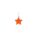 Star pendant coupled with fluorescent orange enamel in 925 silver