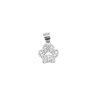White gold plated paw paw pendant with openwork white zircons in 925 silver
