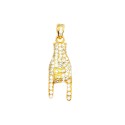 Rounded horns pendant in white cubic zirconia pave with yellow gold plated zirconia counter-link in 925 silver
