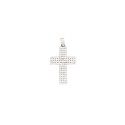 Cross pendant in white cubic zirconia pave with white gold plated zirconia counter-link in 925 silver