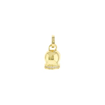 Yellow gold plated campanella charm with white zircon edge in 925 silver