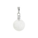 Pendant with pearl ø 14 mm and white light point white gold plated in 925 silver