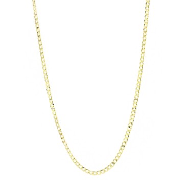Yellow gold plated 3 mm flat curb link necklace in 925 silver (60 cm)