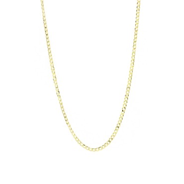 Collana maglia grumetta piatta da 3 mm placcata oro giallo in argento 925 (50 cm)
