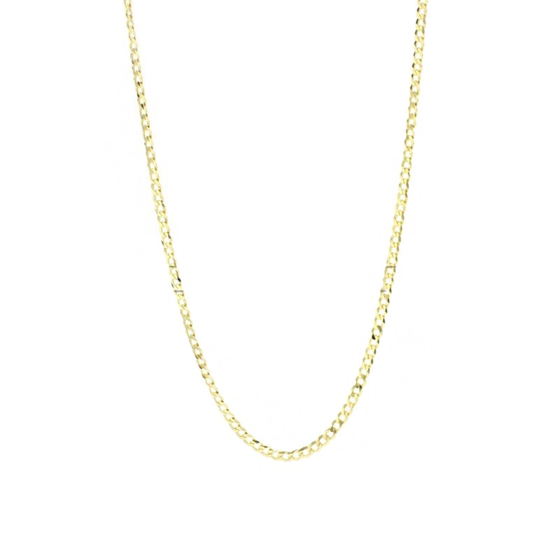 Yellow gold plated 3 mm flat curb link necklace in 925 silver (50 cm)