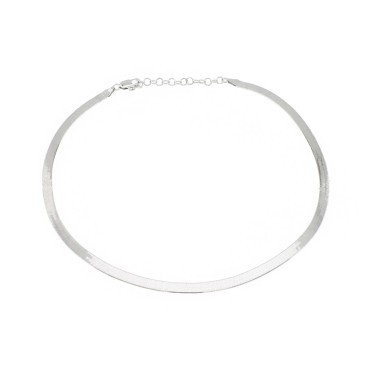 White gold plated flat ear mesh necklace in 925 silver