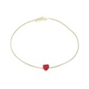 Tennis necklace with white zircons and central red zircon heart yellow gold plated in 925 silver