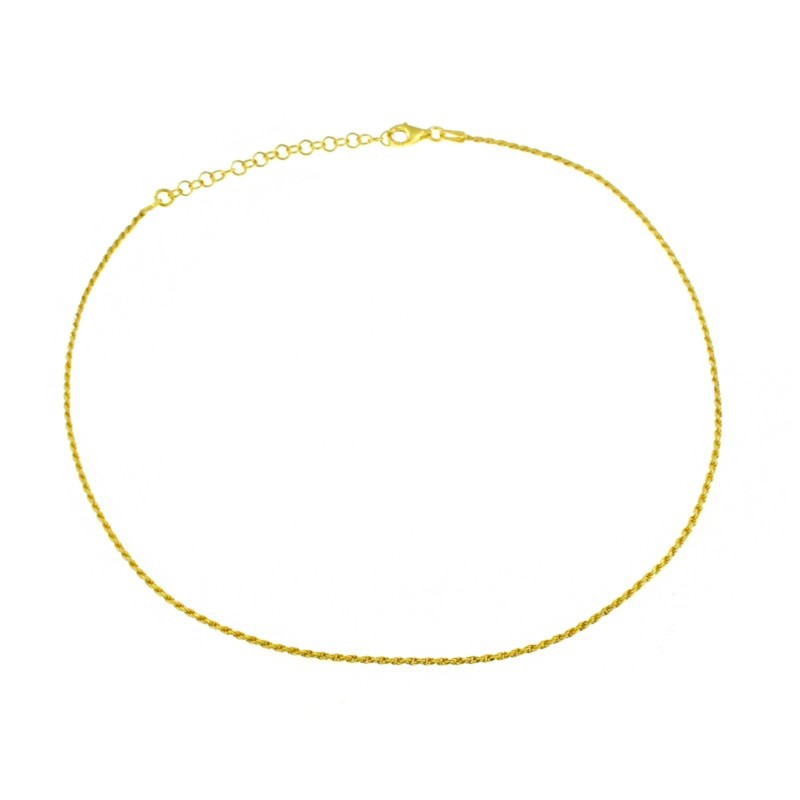 Collarino maglia funetta da 1,5 mm placcato oro giallo in argento 925