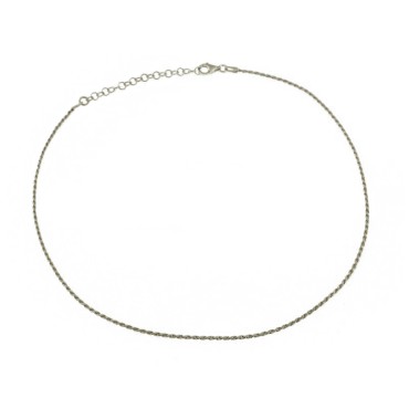 White gold plated 1.5 mm rope link necklace in 925 silver