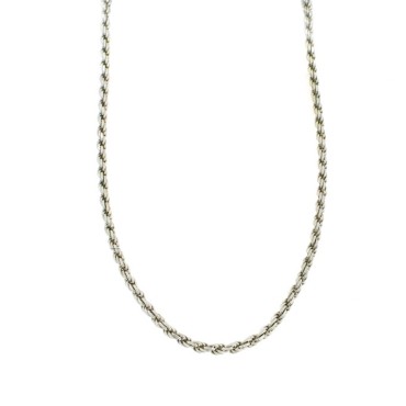 White gold plated 2.5 mm rope link necklace in 925 silver