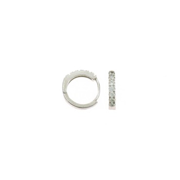 White gold-plated hoop earrings ø 13 mm with white gold plated snap closure in 925 silver