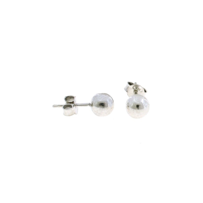 Shiny sphere earrings ø 6 mm white gold plated in 925 silver