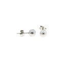 Shiny sphere earrings ø 6 mm white gold plated in 925 silver