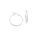 Tubular hoop earrings ø 28 mm with white gold plated snap clasp in 925 silver
