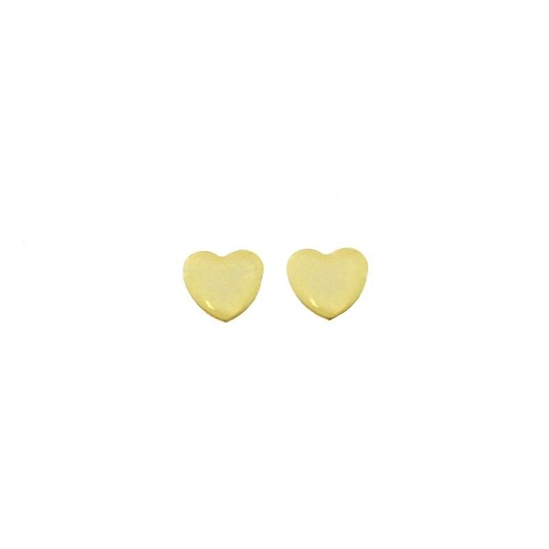 Yellow gold plated 13x13 mm plate heart lobe earrings in 925 silver