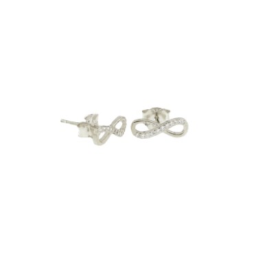 White gold-plated white gold-plated infinity lobe earrings in 925 silver