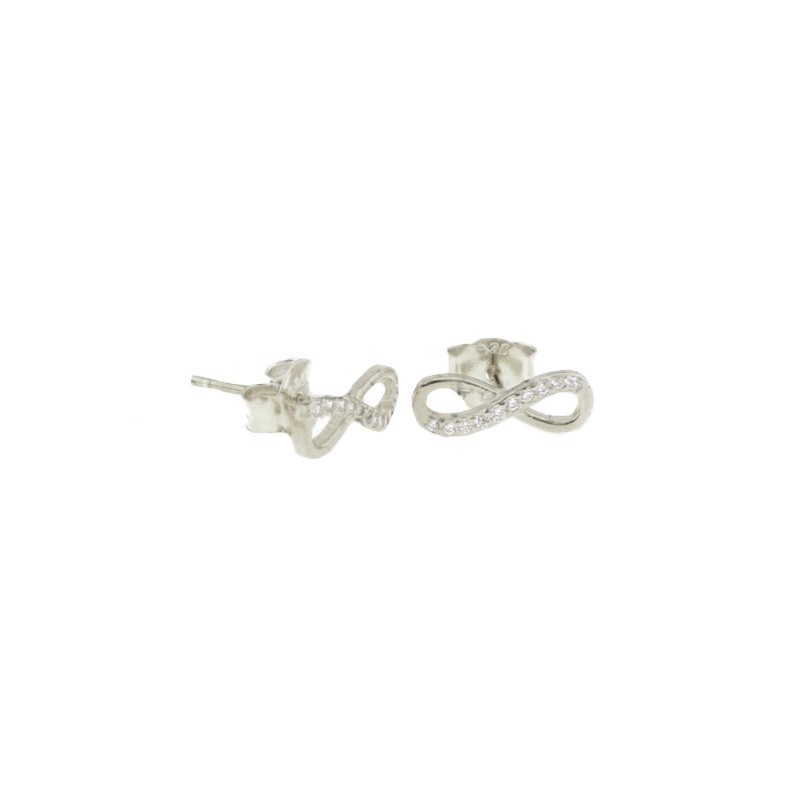 White gold-plated white gold-plated infinity lobe earrings in 925 silver