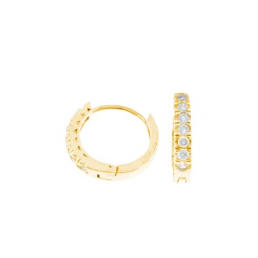 Orecchini a cerchio con zirconi bianchi con chiusura a scattino placcati oro giallo in argento 925