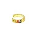 Circle ear cuff with 2 rows of multicolor zircons in yellow gold plated 925 silver