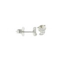 White gold plated white zircon moon stud earrings in 925 silver