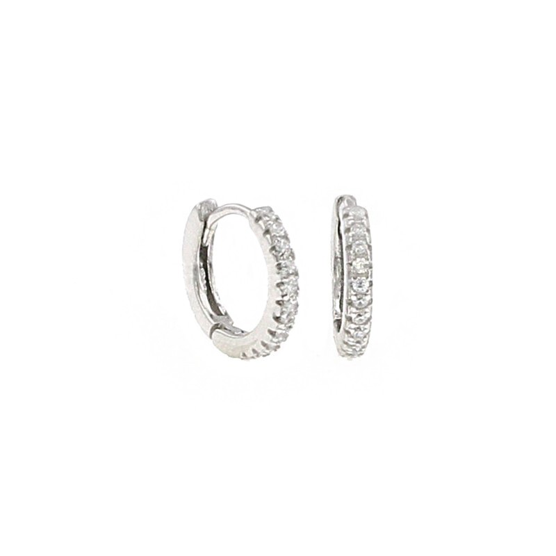 White gold-plated hoop earrings ø 10 mm with white gold plated snap closure in 925 silver