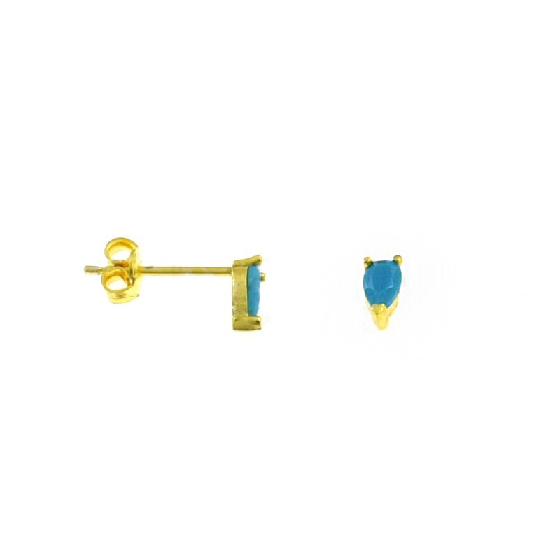 Drop earrings in turquoise paste, yellow gold plated in 925 silver
