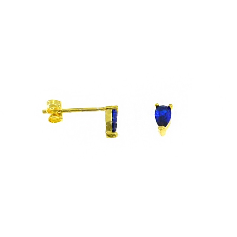 Yellow gold plated blue zircon drop earrings in 925 silver