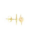 Pink enamel lightning bolt earrings with yellow gold plated snap attachment in 925 silver