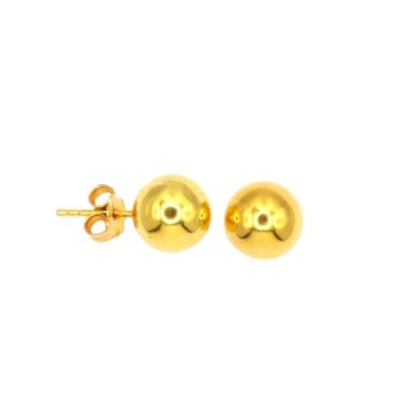 Shiny sphere earrings ø 9 mm yellow gold plated in 925 silver