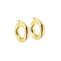 Orecchini a cerchio tubolare con chiusura a ponte placcati oro giallo in argento 925