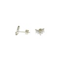 Stud earrings with V pressure attachment with row of white gold plated zircons in 925 silver