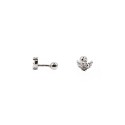 Piercing earring with three white gold plated spools in 925 silver