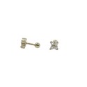 Orecchini piercing con fiore a 4 petali con zirconi bianchi placcato oro bianco in argento 925