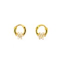 Hoop earrings with yellow gold plated white zircon central flower in 925 silver