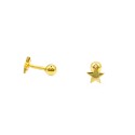 Yellow gold plated star plate piercing earrings in 925 silver