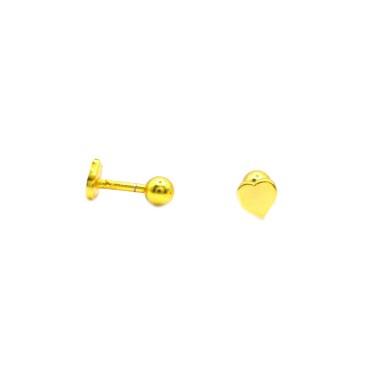 Orecchini piercing cuore a lastra placcato oro giallo in argento 925